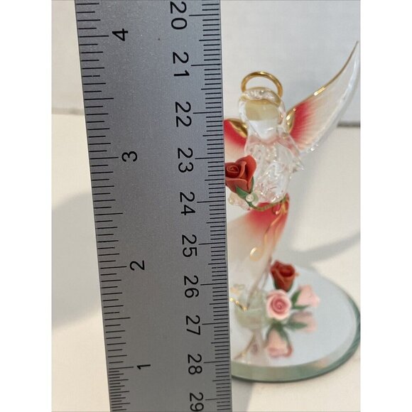 Glass Baron Angel Holding Roses Red Wings and Skirt on Mirror Original Label - Picture 8 of 9